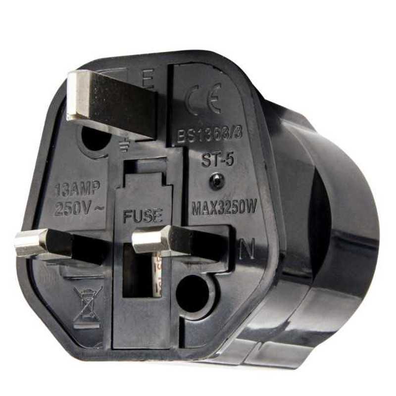 Adaptateur de prise UE-UK Noir | Adaptateur de prise Adaptateur de prise UE-UK Noir | Adaptateur de prise