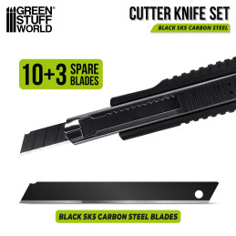 Schwarzes Hobby-Messer + 10x schwarze Ersatzklingen | Schneidwerkzeuge für den Modellbau