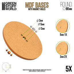 90 mm runde MDF Basen