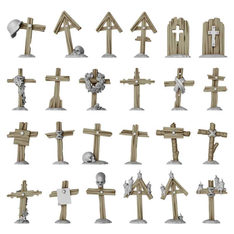 Croix en bois de tranchée 1:48-1:35 | Trench Crusade compatibles