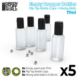 Empty Dropper Bottles 17ml with Mixing Balls | Empty Paint Pots