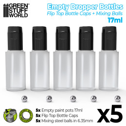 Empty Dropper Bottles 17ml with Mixing Balls | Empty Paint Pots