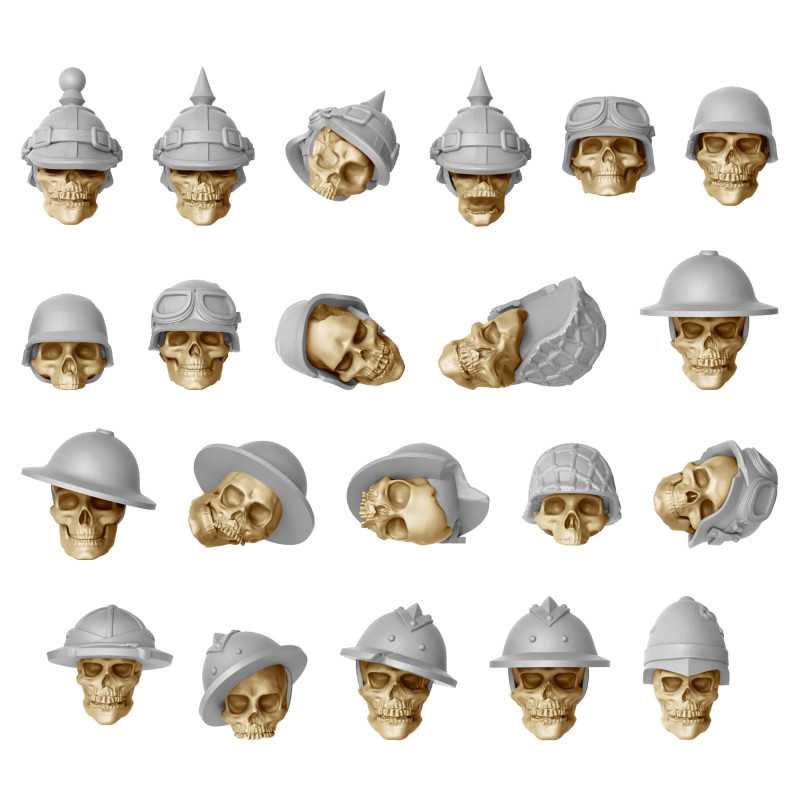 Cráneos con cascos 1:48 | Trench Crusade y Warhammer compatible