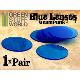 1x par de LENTES para Gafas Steampunk - Color Azul