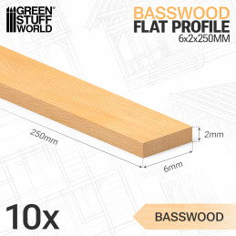 Basswood flat profile - 6x250mm | Limewood wood