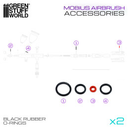 Juntas Negras Aerógrafo Mobius | Juntas tóricas de Gaahleri