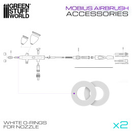 White O-Rings for Nozzle for Mobius Airbrush by Gaahleri