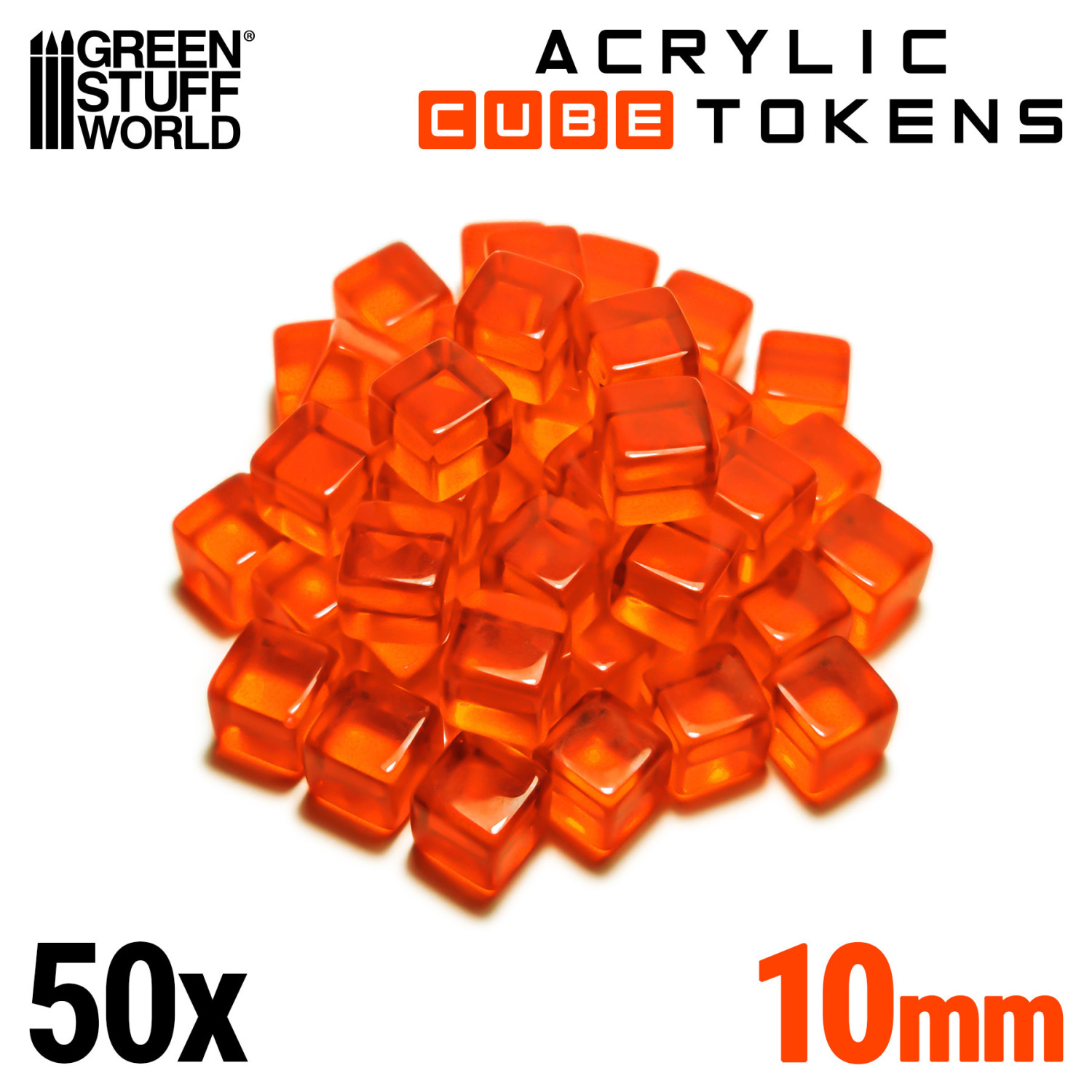 Gaming Tokens - Orange Cubes 10mm | - GSW