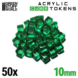 Green Acrylic Cube tokens | Gaming Tokens and Meeples