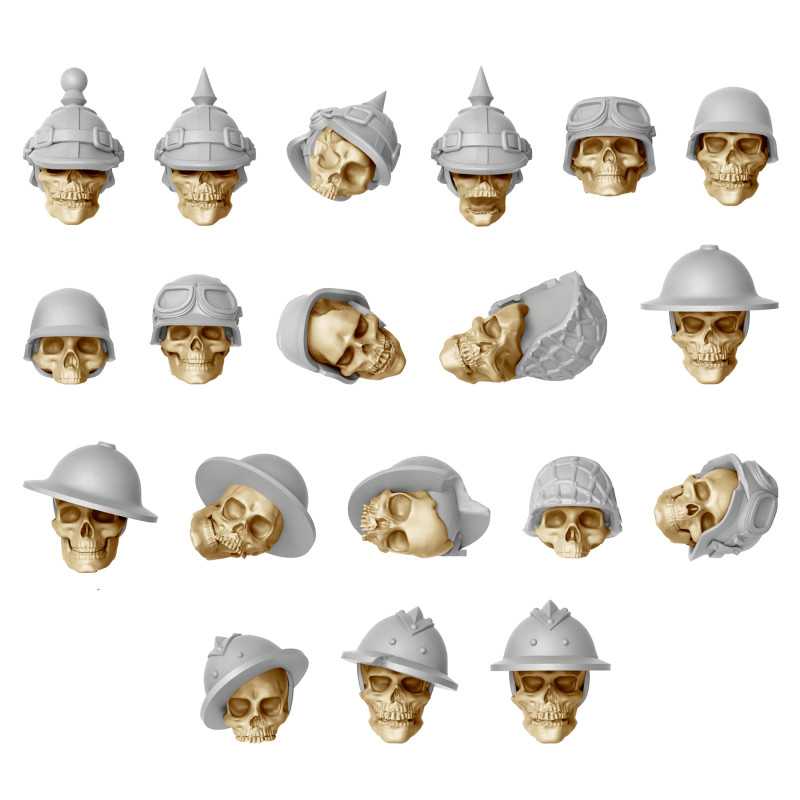 Cráneos con cascos 1:48 | Trench Crusade y Warhammer compatible