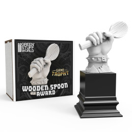 Prix de consolation Cuillère en Bois | Trophée de tournoi de wargames imprimé en résine ABS-like + socle en bois