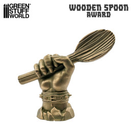 Wooden Spoon Consolation Prize | Wargames tournament trophy printed in ABS-like resin + Wooden display plinth