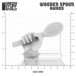 Wooden Spoon Consolation Prize | Wargames tournament trophy printed in ABS-like resin + Wooden display plinth