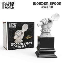 Prix de consolation Cuillère en Bois | Trophée de tournoi de wargames imprimé en résine ABS-like + socle en bois