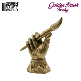 Prix Golden Brush pour concours de peinture | Trophée de tournoi de wargames imprimé en résine ABS-like + socle en bois