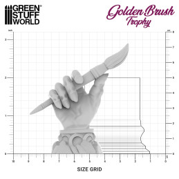 Golden Brush award for painting competitions | Wargames tournament trophy printed in ABS-like resin + Wooden display plinth
