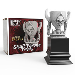Trophée Trône de Crânes pour wargames | Trophée de tournoi de wargames imprimé en résine ABS-like + socle en bois