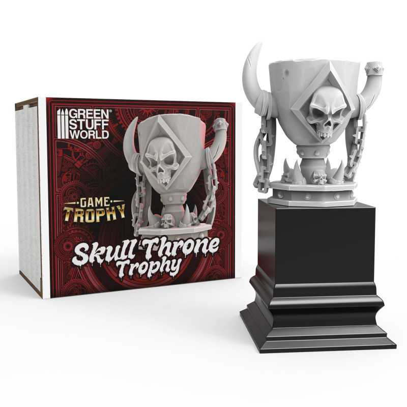 Trophée Trône de Crânes pour wargames | Trophée de tournoi de wargames imprimé en résine ABS-like + socle en bois