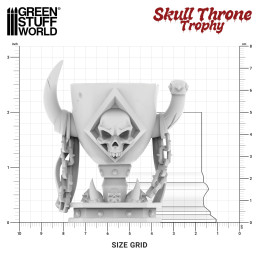 Trophée Trône de Crânes pour wargames | Trophée de tournoi de wargames imprimé en résine ABS-like + socle en bois