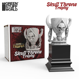 Trophée Trône de Crânes pour wargames | Trophée de tournoi de wargames imprimé en résine ABS-like + socle en bois