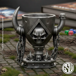 Trophée Trône de Crânes pour wargames | Trophée de tournoi de wargames imprimé en résine ABS-like + socle en bois