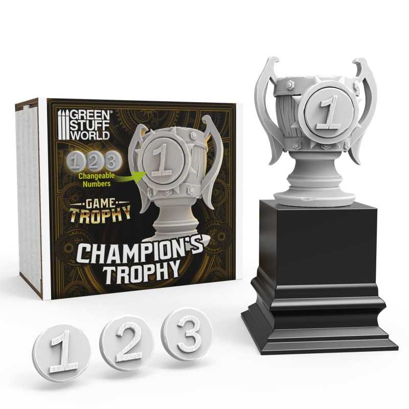 Trophée du Champion pour wargames | Trophée de tournoi de wargames imprimé en résine ABS-like + socle en bois