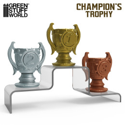 Trophée du Champion pour wargames | Trophée de tournoi de wargames imprimé en résine ABS-like + socle en bois