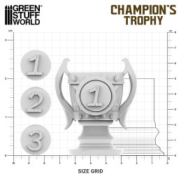 Trofeo del Campeón para wargames | Trofeo para torneos wargames impreso en resina ABS-like + Pedestal de madera