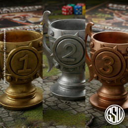 Trophée du Champion pour wargames | Trophée de tournoi de wargames imprimé en résine ABS-like + socle en bois