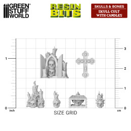 3D printed set - Skull Cult with candles 1:48-1:35