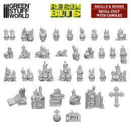 3D printed set - Skull Cult with candles 1:48-1:35