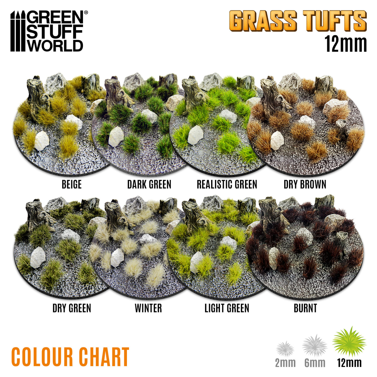 Static Grass Tufts 12mm - Light Green