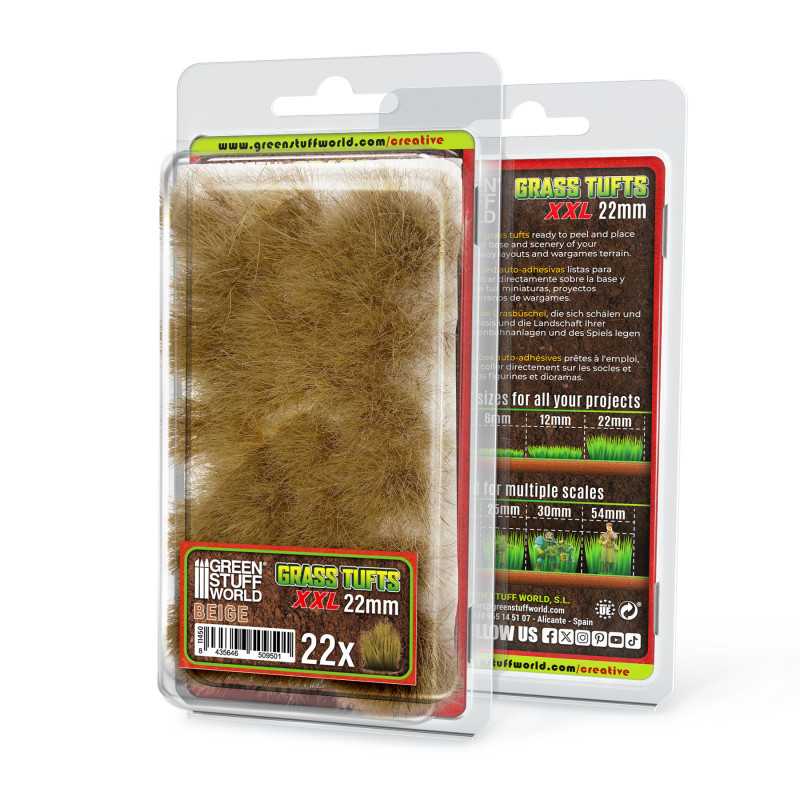 Touffes d'herbe XXL - 22mm - Auto-Adhésif - BEIGE | Végétation pour Maquette