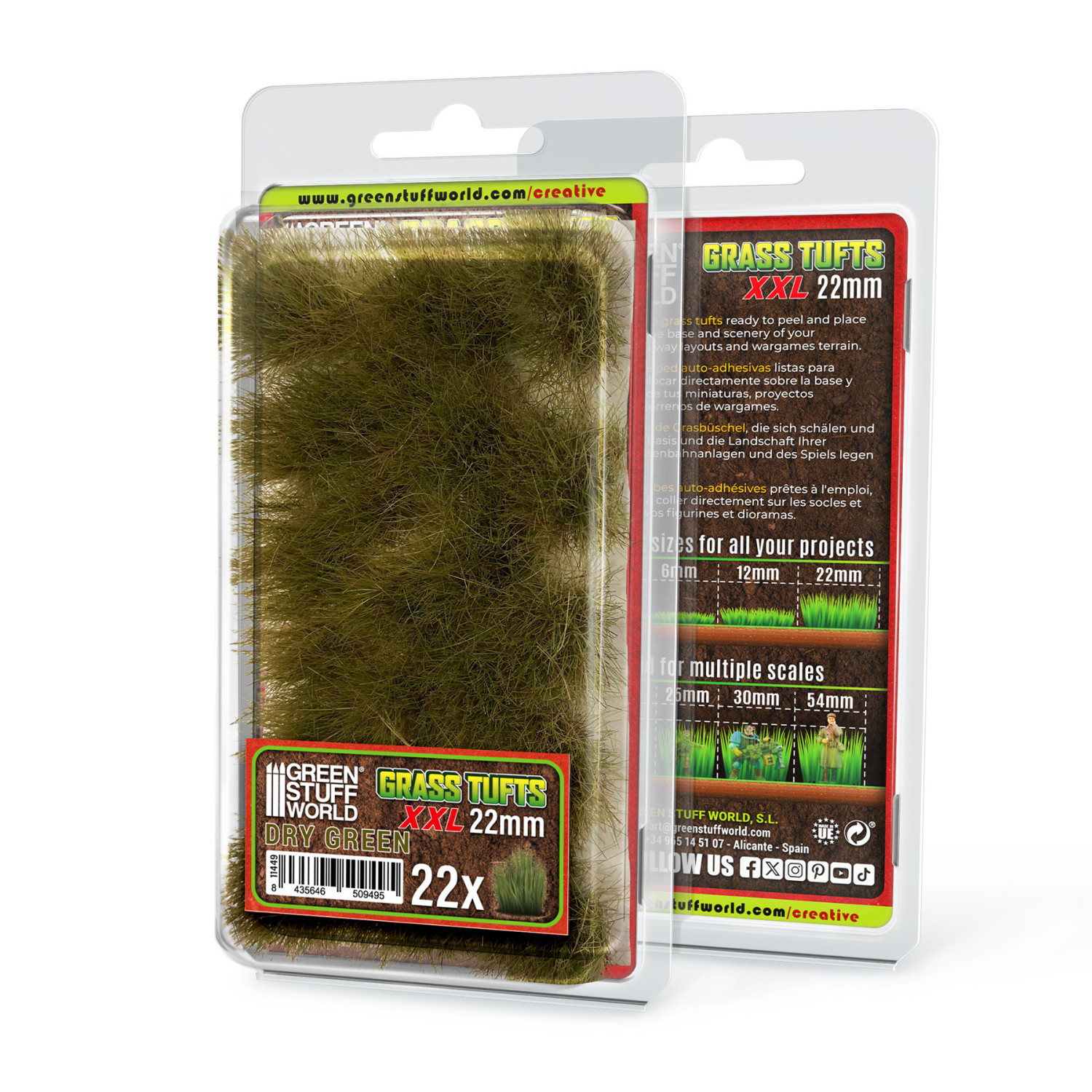 Touffes d'herbe XXL - 22mm - Auto-Adhésif - VERT SEC | Végétation pour Maquette