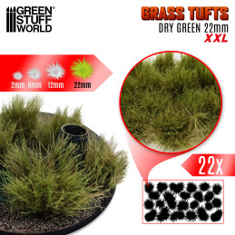 Matas Césped XXL - Autoadhesivas - 22mm - VERDE SECO Vegetación para Maquetas