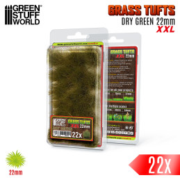 Touffes d'herbe XXL - 22mm - Auto-Adhésif - VERT SEC | Végétation pour Maquette