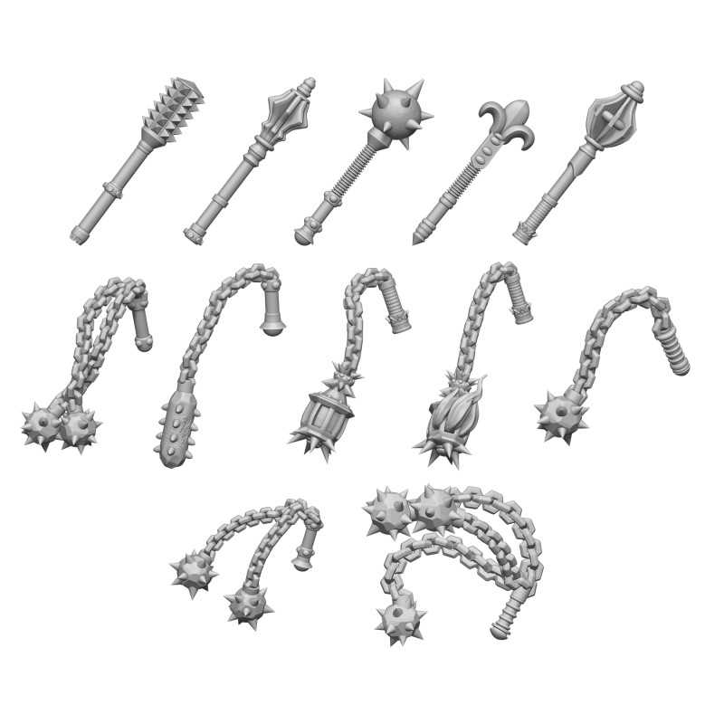 Set imprimé en 3D - Fléaux et Masses | Armes et accessoires d'infanterie Set imprimé en 3D - Fléaux et Masses | Armes et accessoires d'infanterie