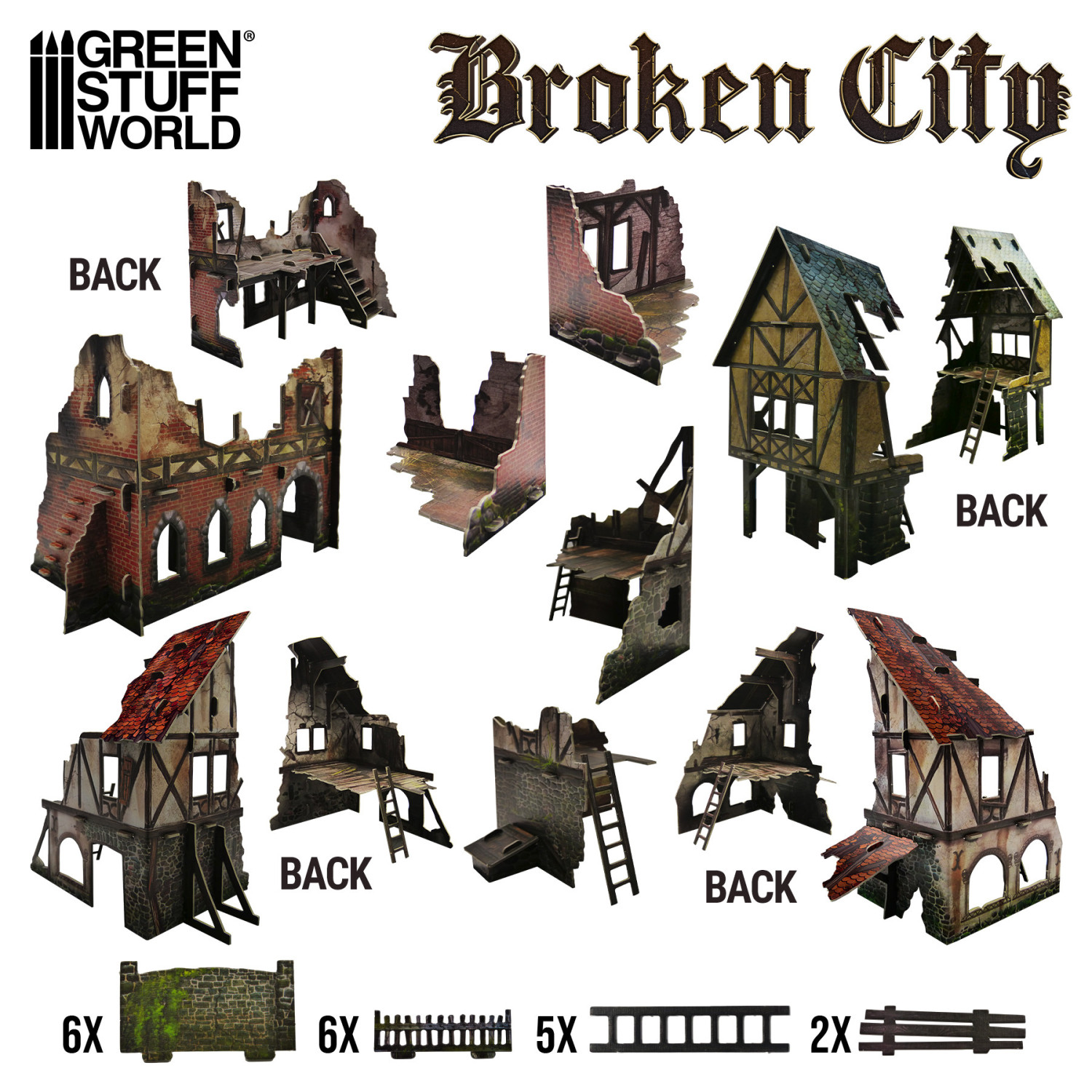Pwork Wargames Urban Ruins 02 - Ensemble de décors de Ville en ruine Pwork Wargames Urban Ruins 02 - Ensemble de décors de Ville en ruine