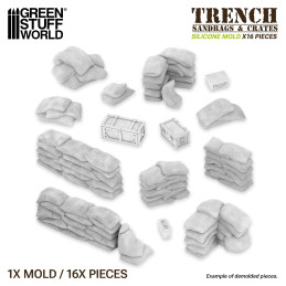 Molde de Silicona de Sacos Terreros Militares compatible con Trench Crusade