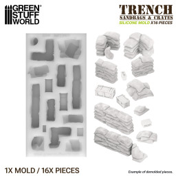 Sandbags Silicone Mold compatible with Trench Crusade