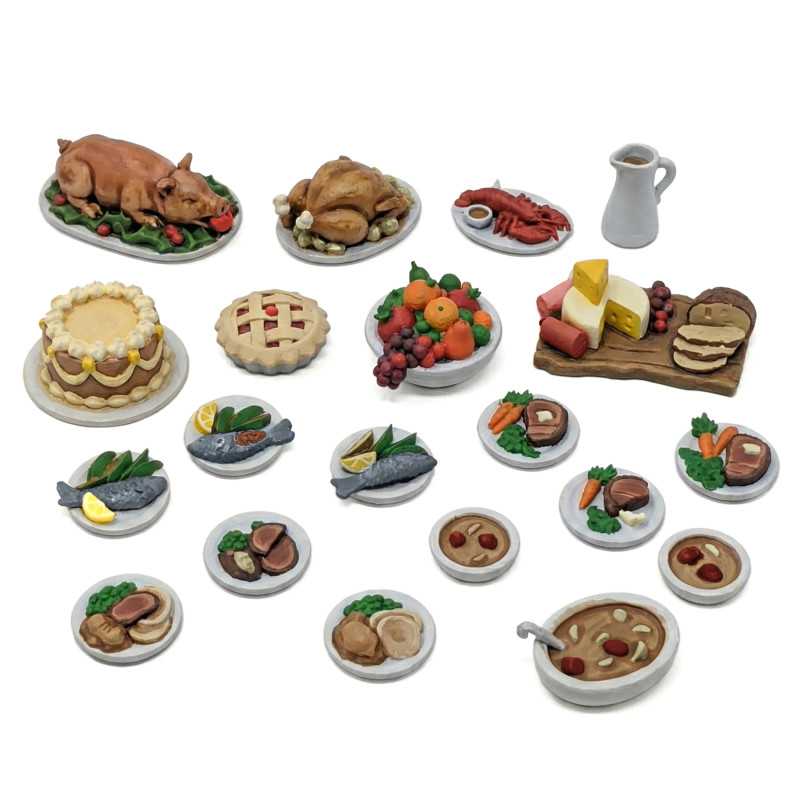 Set de Comida para Banquete para maquetas y dioramas 1:48-1:35 | Festín Navideño