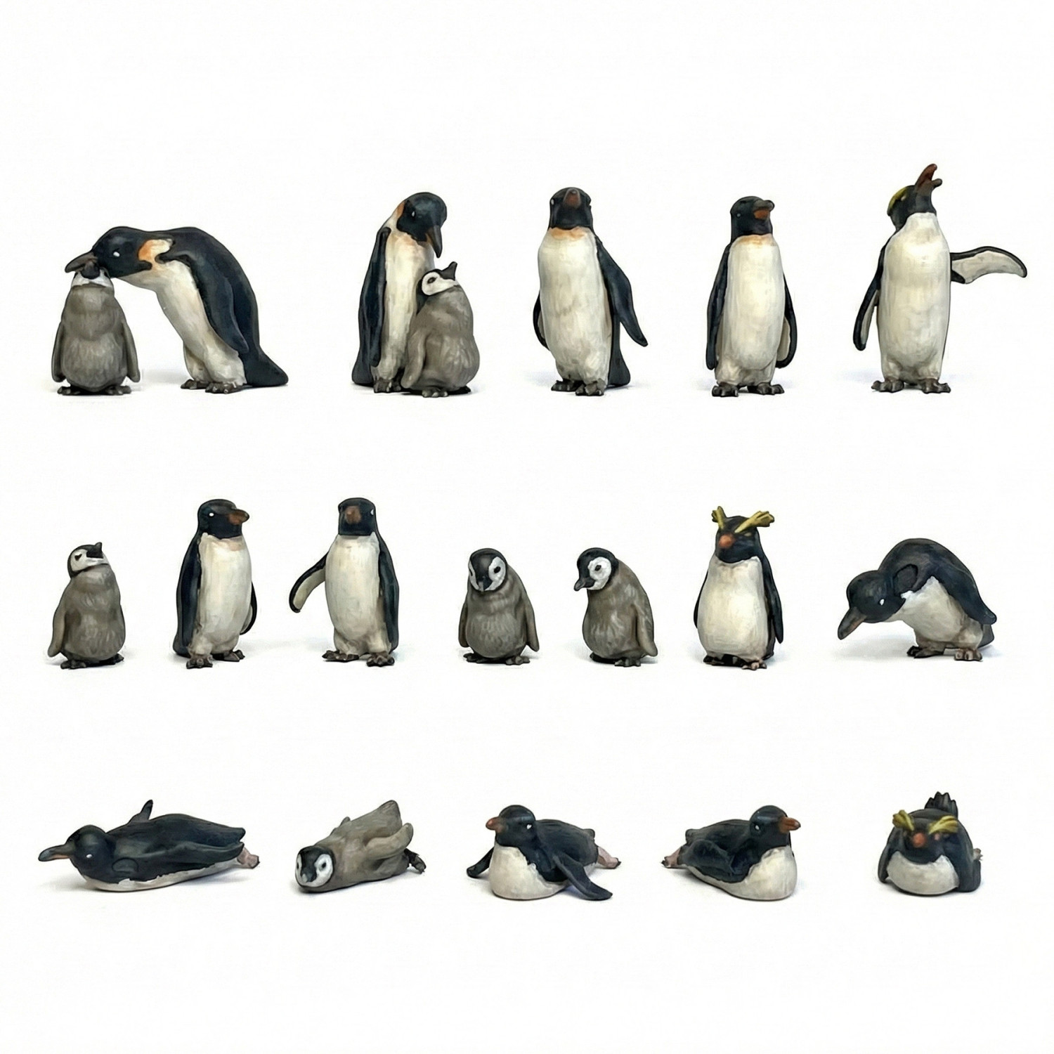 Set de Pingüinos en miniatura para maquetas 1:48-1:35 | Set de Pingüinos de Resina 3D