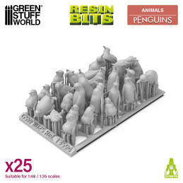 Set de Pingüinos en miniatura para maquetas 1:48-1:35 | Set de Pingüinos de Resina 3D