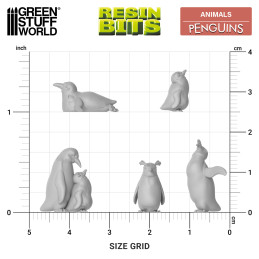 Set de Pingüinos en miniatura para maquetas 1:48-1:35 | Set de Pingüinos de Resina 3D
