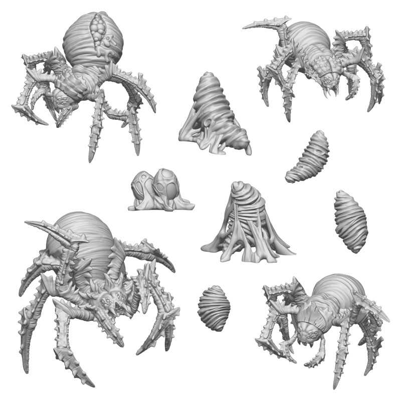 Set impreso en 3D - Arañas Monstruosas