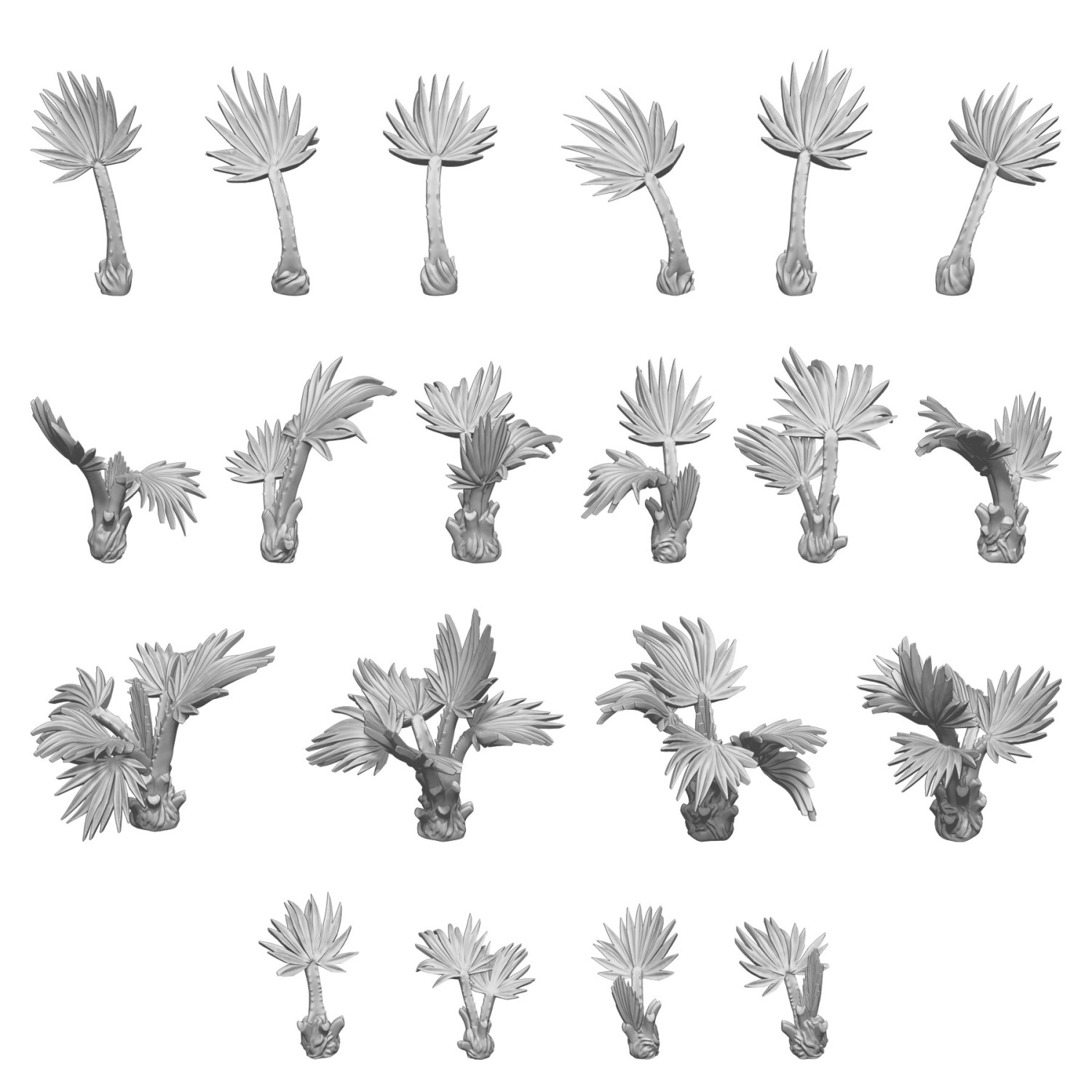 Set impreso en 3D - Palmeras Plantas y vegetación