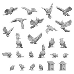 Pájaros y aves silvestres en miniatura en resina 3D
