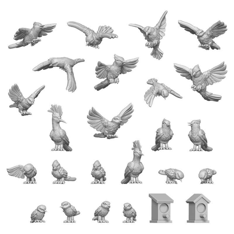 Pájaros y aves silvestres en miniatura en resina 3D Pájaros y aves silvestres en miniatura en resina 3D