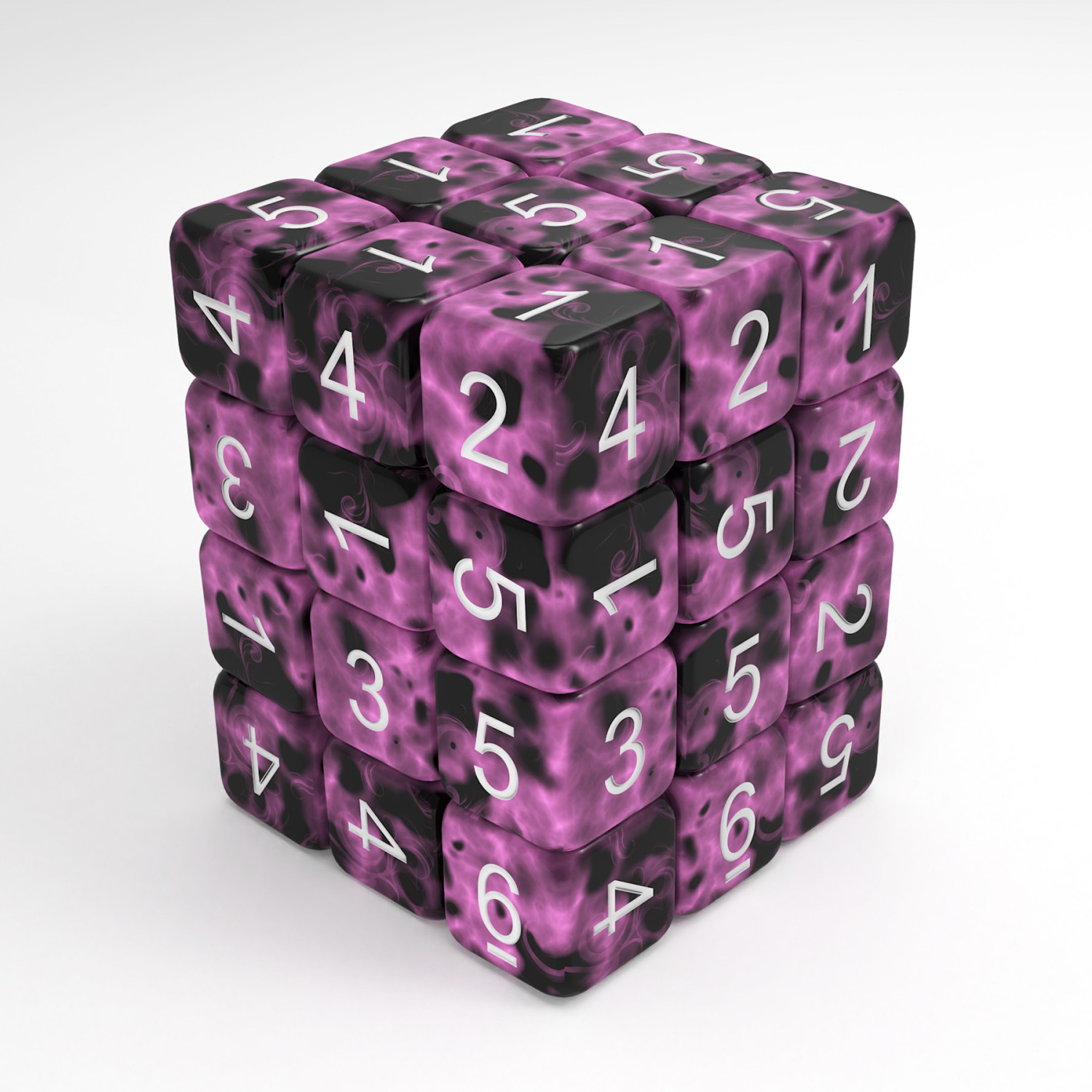 36x Dadi D6 12mm - Rosa Marmo