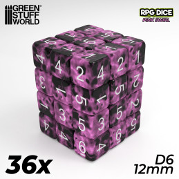 36x D6 12mm Dice - Pink Swirl 36x D6 12mm Dice - Pink Swirl